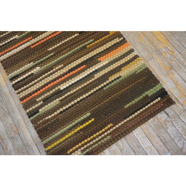 Textile 1930s Multicolor Stripe Folk Art Antique American Braided Rug 2'9'' X 13' Wool Carpet Runner For Sale - Image 7 of 15