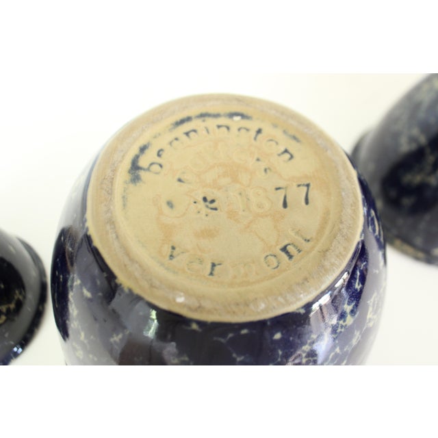 Late 20th Century Agate Blue Spongeware/Earthenware/Pottery Bennington Pottery Nesting Bowls For Sale - Image 5 of 5