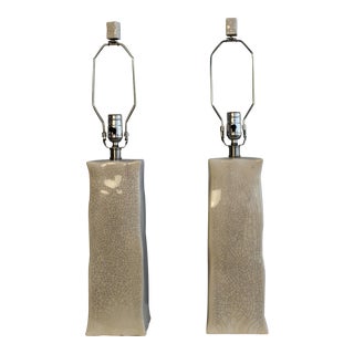Mid 20th Century Bitossi Style Ceramic Lamps - a Pair For Sale