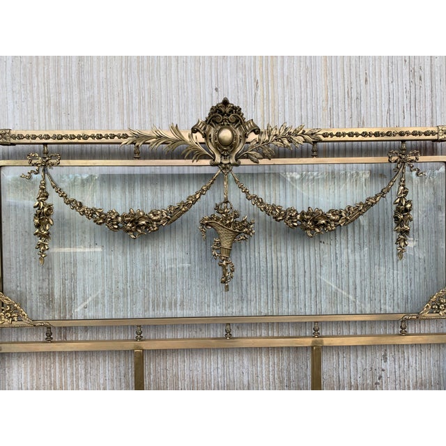 19th Century French Belle Époque Full Bronze Iron Brass and Glass Bedframe For Sale - Image 10 of 12