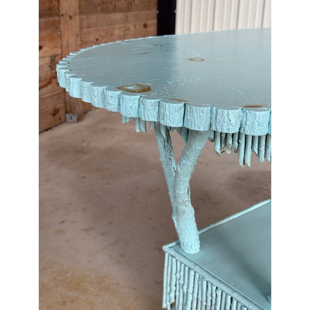 Aqua Late 20th Century Coastal Rustic Custom-Made Driftwood and Twig Center Table For Sale - Image 8 of 12