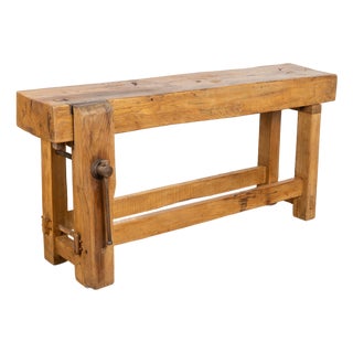 Antique Rustic French Carpenter's Workbench Console Table For Sale