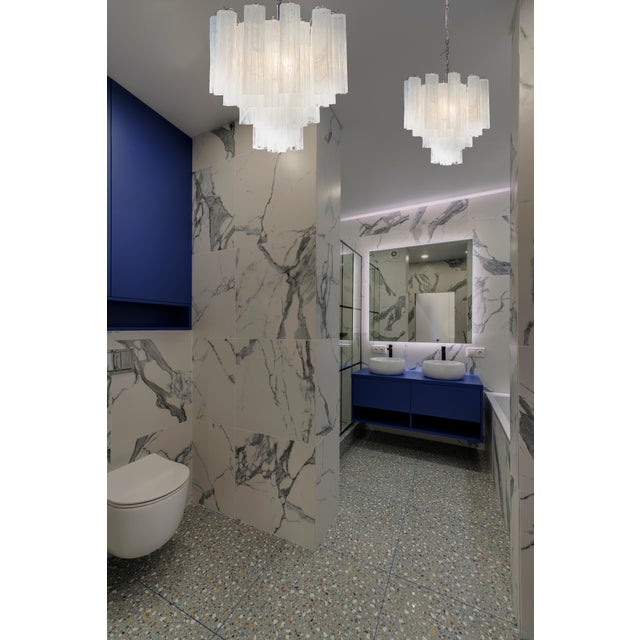 Alabaster White Glass Tubes Chandelier, 1980s For Sale - Image 9 of 15