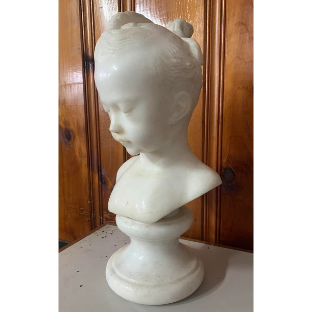 Antique Carved Marble Bust of a Young Girl For Sale - Image 4 of 12