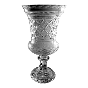 1980s Florentine Renaissance Style Huge Italian Cut and Ground Crystal Medici Vase