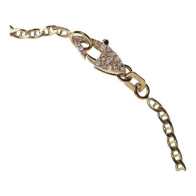 14k Mariner Chain With Custom Double-Sided Diamond Clasp For Sale