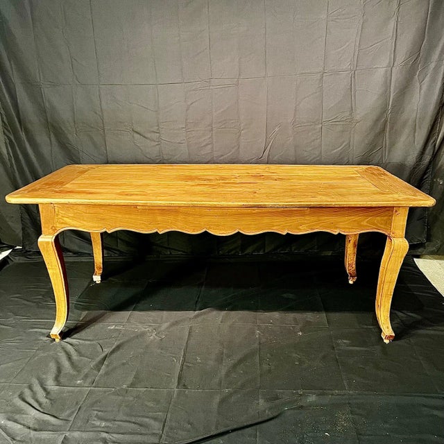 Antique French Farmhouse Dining Table With Scalloped Apron and Two Drawers For Sale - Image 14 of 14
