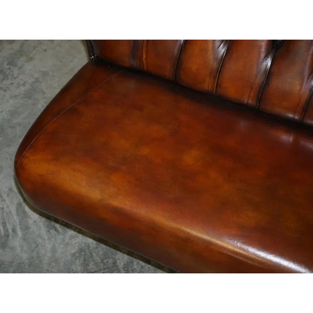 Hand Dyed Brown Leather Chesterfield Sofa For Sale - Image 9 of 15