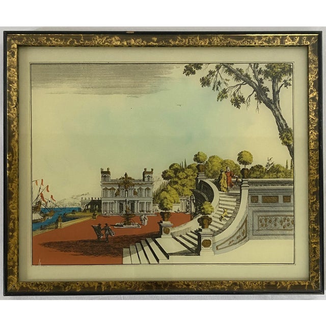 Italian Italian Hand Colored Engraving Print With Metallic Embellishments For Sale - Image 3 of 4
