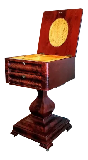 Antique American Classical Empire Period Flame Mahogany Sewing Stand Side Table