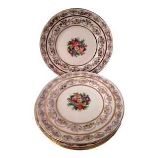Vintage 22k Floral Dessert Plates - Set of 6 For Sale