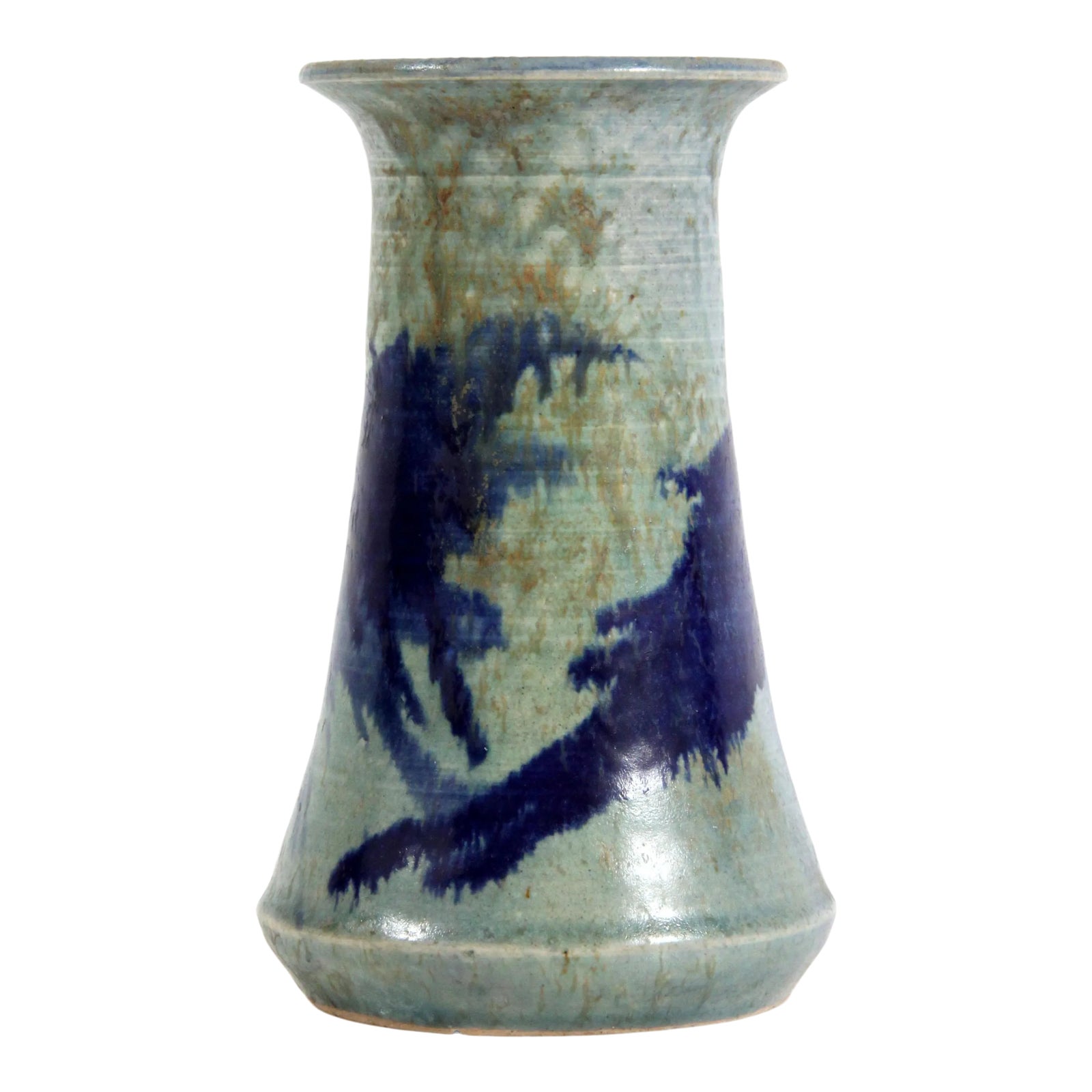 Vintage Mid Century Modern Studio Art Pottery Blue Vase