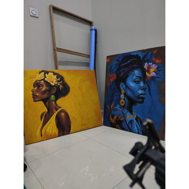 "Ambiance", Acrylic on Canvas Painting by Franklin Igwenagu For Sale - Image 6 of 8