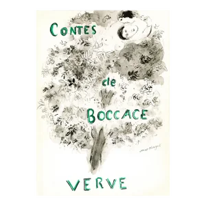 Rare Lithograph Cover to "Contes De Boccace" (Verve 24, 1950) by Marc Chagall