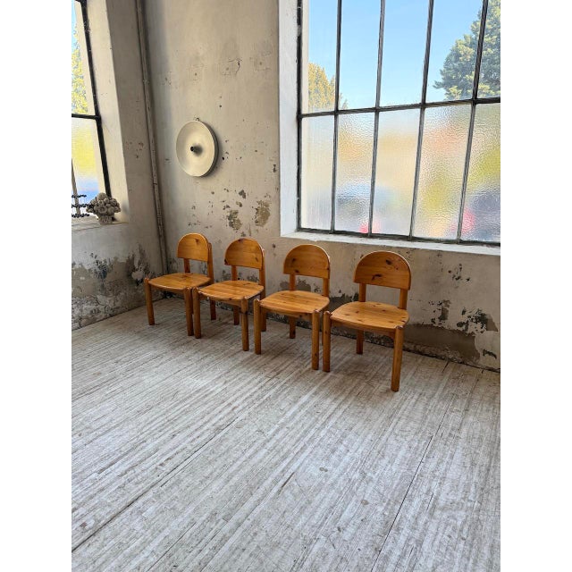Set composed of 4 solid pine chairs from the 80s attributed to rainer daumiller. we love their typical 80s design, the...