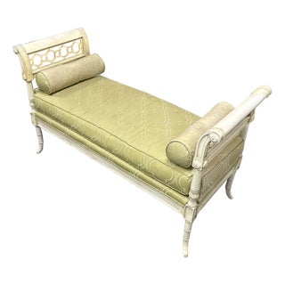 Drexel Heritage Neoclassical Brushed Linen Settee For Sale