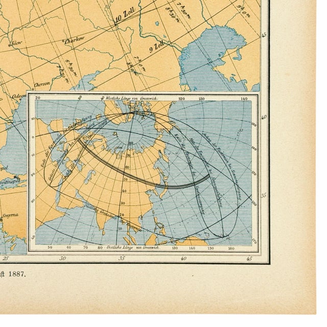 1888 German Total Solar Eclipse Map | Antique Astronomy by Edmund Weiss For Sale - Image 4 of 8