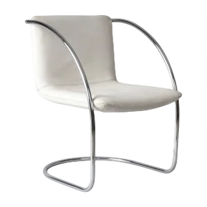 Italian White Leather and Steel Lens Chair by Giovanni Offredi for Saporiti, 1968