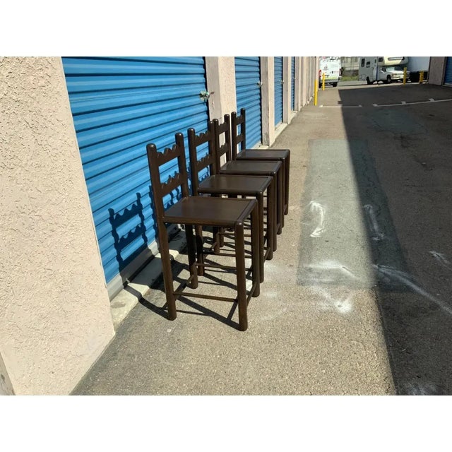 Solid Oak Country French Counter Stools-4 For Sale - Image 4 of 5