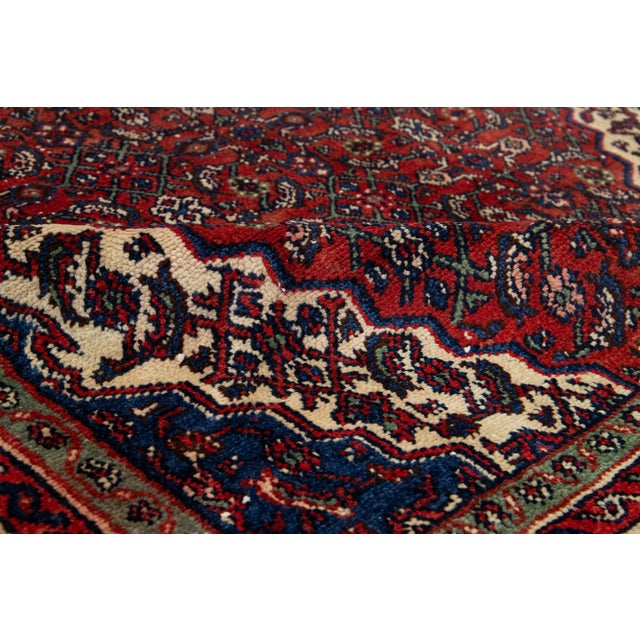 Textile Vintage Persian Designed Hamadan Gallery Wool Rug in Red For Sale - Image 7 of 8