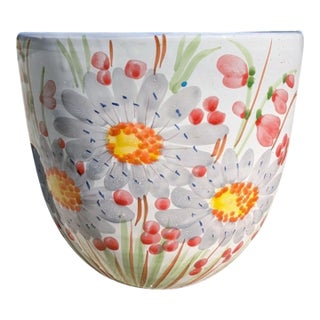 Vintage Ceramic Botanical Flower Planter Made in Italy For Sale
