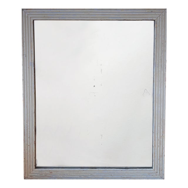 Large Early 19th Century French Wall Mirror with Reeded Frame & Mercury Glass For Sale