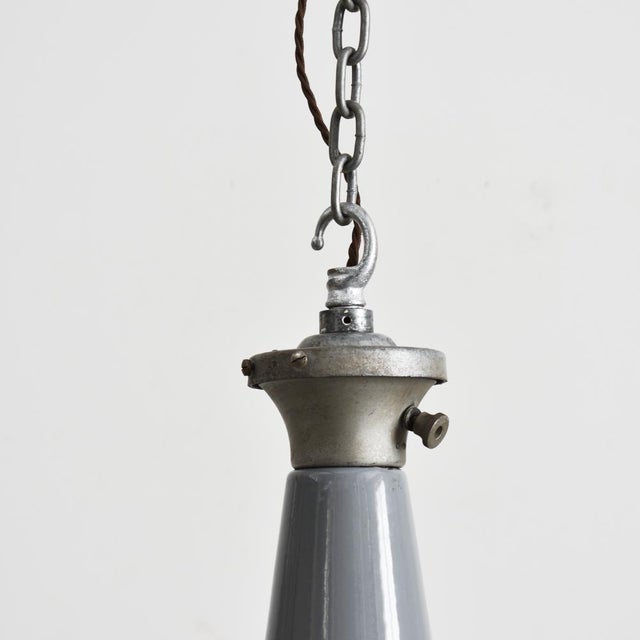 Industrial Elliptical Pendant Light by by Benjamin Crysteel, 1950s For Sale - Image 4 of 5