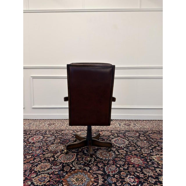 English Chesterfield Office Chair in Burgundy For Sale - Image 4 of 8