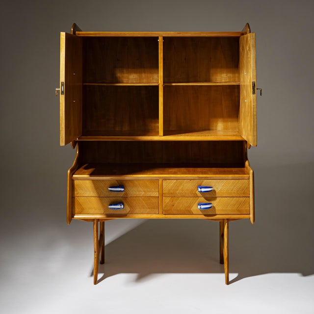 Vintage Italian Credenza with Ceramic Handles, 1950s For Sale - Image 4 of 12
