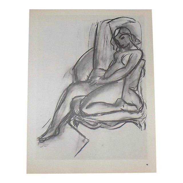 This vintage mid 20th century modernist lithograph (offset) depicts one of Henri Matisse's (France 1869-1954) iconic...