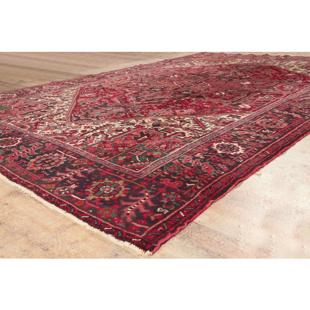 Red Vintage Persian Heriz Rug, 07'08 X 11'06 For Sale - Image 8 of 10