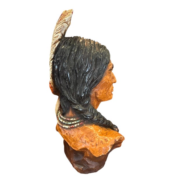 1970s Native American Chief Bust by v. Kendrick, Signed For Sale - Image 5 of 12