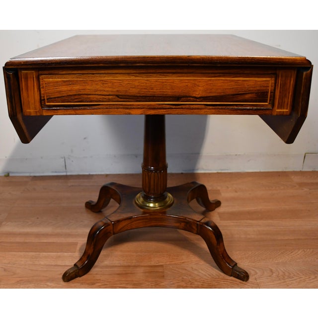 1900s Antique English Regency Rosewood Pembroke Drop-Leaf Side Table For Sale - Image 12 of 15