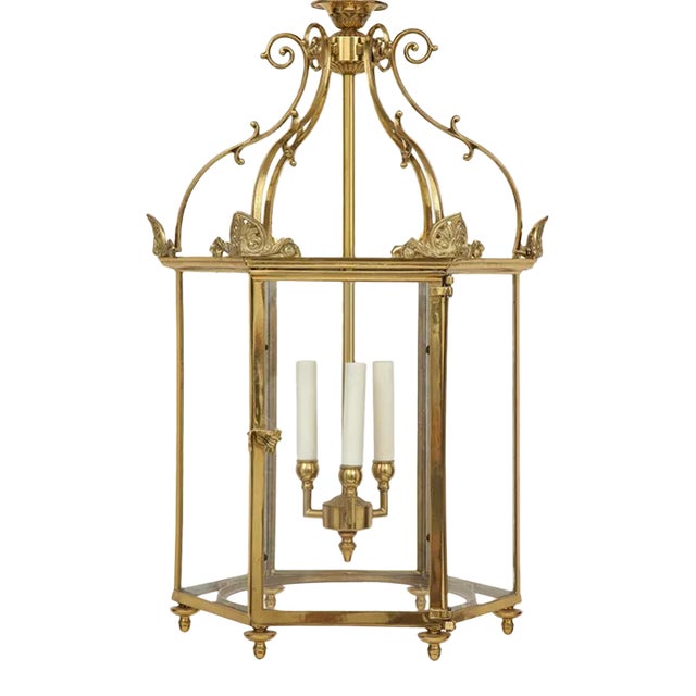 Regency Style Gold-Lacquered Brass Hall Lantern For Sale