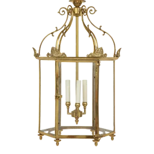 Regency Style Gold-Lacquered Brass Hall Lantern