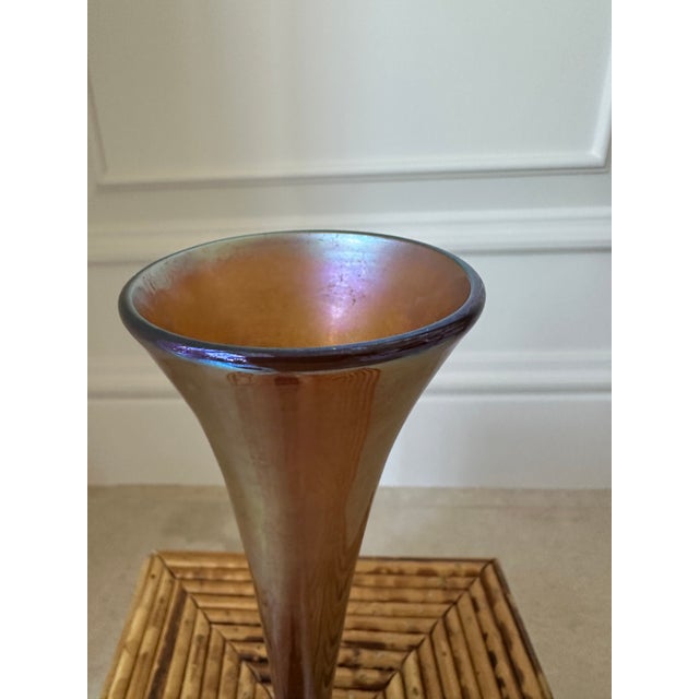1990s Steven Lundberg Art Glass Vase With Patinaed Bronze Base For Sale - Image 14 of 18