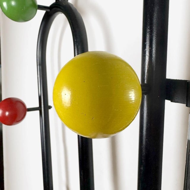 Black Vintage Metal Coat Rack with Wooden Balls and Scoubidou Cords, 1960s For Sale - Image 8 of 18