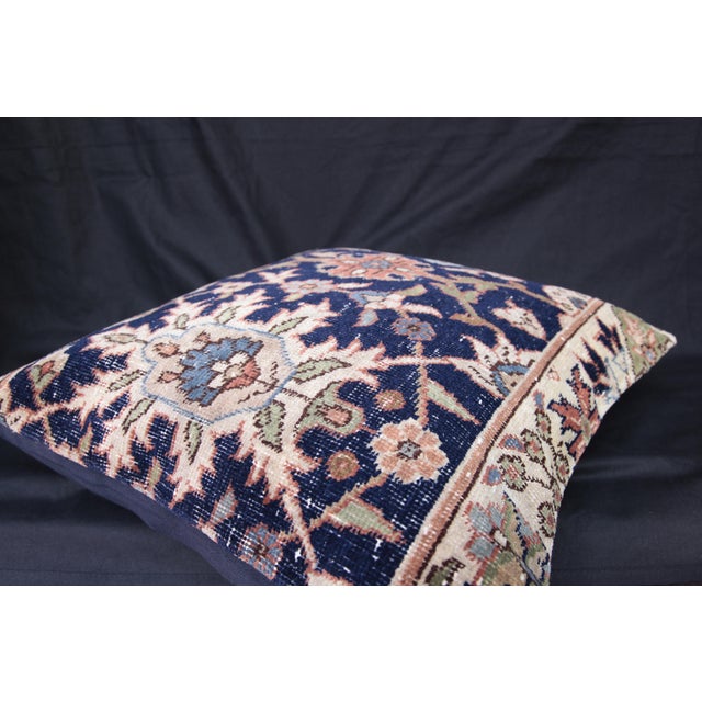 Handmade Vintage Navy-Blue Rug Pillow Cover -20'' X 20'' For Sale - Image 9 of 13