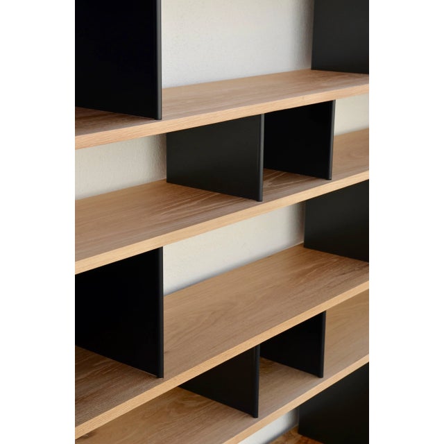 Design Frères Polished Oak and Matte Black "Horizontal" Shelving Unit For Sale In Los Angeles - Image 6 of 9
