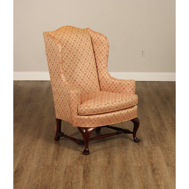 Queen Anne Hickory Chair Queen Anne Style Mahogany Wingback Armchair For Sale - Image 3 of 18