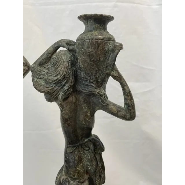 Mid 20th Century Nymphs Carrying Urns, Boy and Girl Statues, a Pair For Sale - Image 5 of 13
