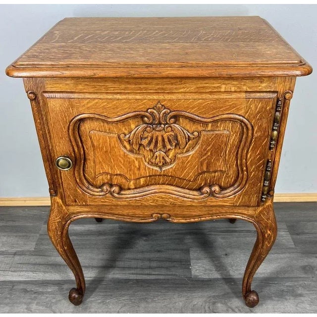 Vintage French Louis XVI Style Oak Nightstand For Sale - Image 9 of 9