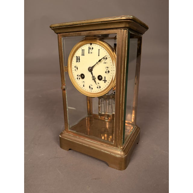 Late 19th Century French Crystal Regulator Clock With Brass Case, Circa 1890 For Sale - Image 13 of 17