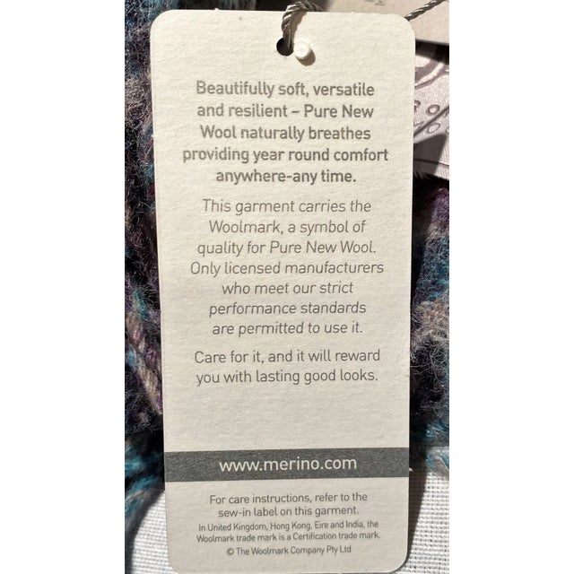 Blue Merino Wool Throw With a Plaid Pattern Comprised of Polka Dots of Various Shades of Blues & Purples - Made in England For Sale - Image 8 of 9