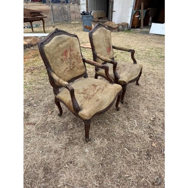 Large 19th Century French Louis XV Solid Walnut Bergere Chair or Armchair- A Pair For Sale - Image 17 of 18