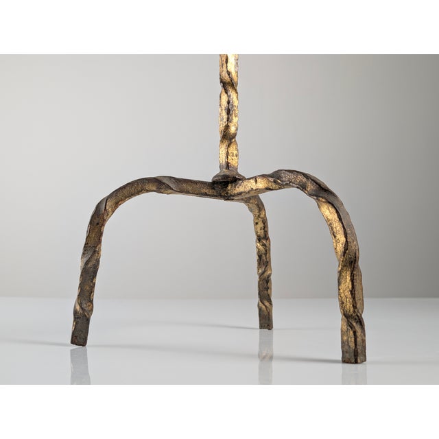 Mid-Century Modern Side Table for Drinks in Gilded Wrought Iron and Glass, Spain, 1950s For Sale - Image 6 of 12