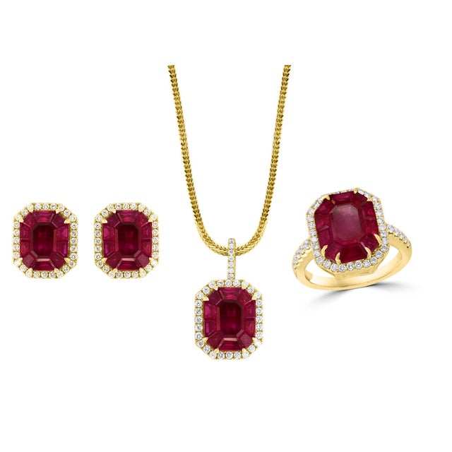 12 Carat Natural Burma Ruby and Diamond Earring in 18 Karat Yellow Gold For Sale - Image 17 of 18