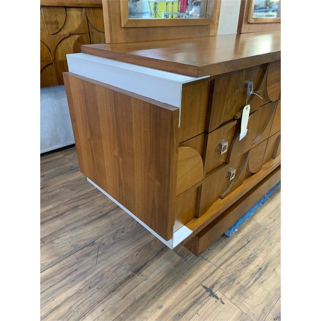 Mosaic Brutalist Modern Mid Century Walnut Dresser by Tobago For Sale In San Diego - Image 6 of 7