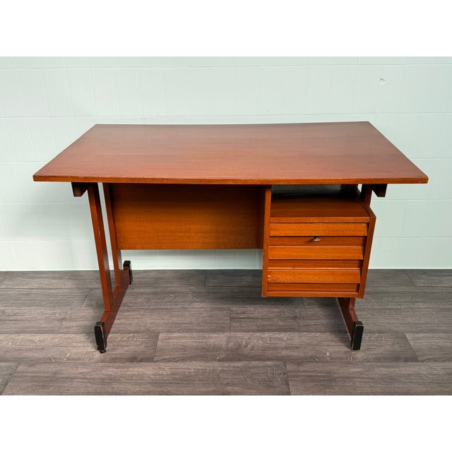 Mid-Century Italian Teak Desk with Chest of Drawers, 1960s For Sale - Image 4 of 17