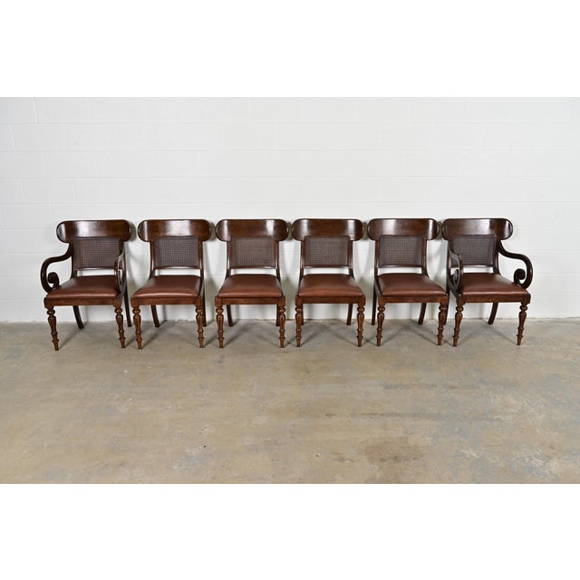 English Ralph Lauren for Henredon English Regency Walnut and Cane Dining Chairs, Set of Six For Sale - Image 3 of 15